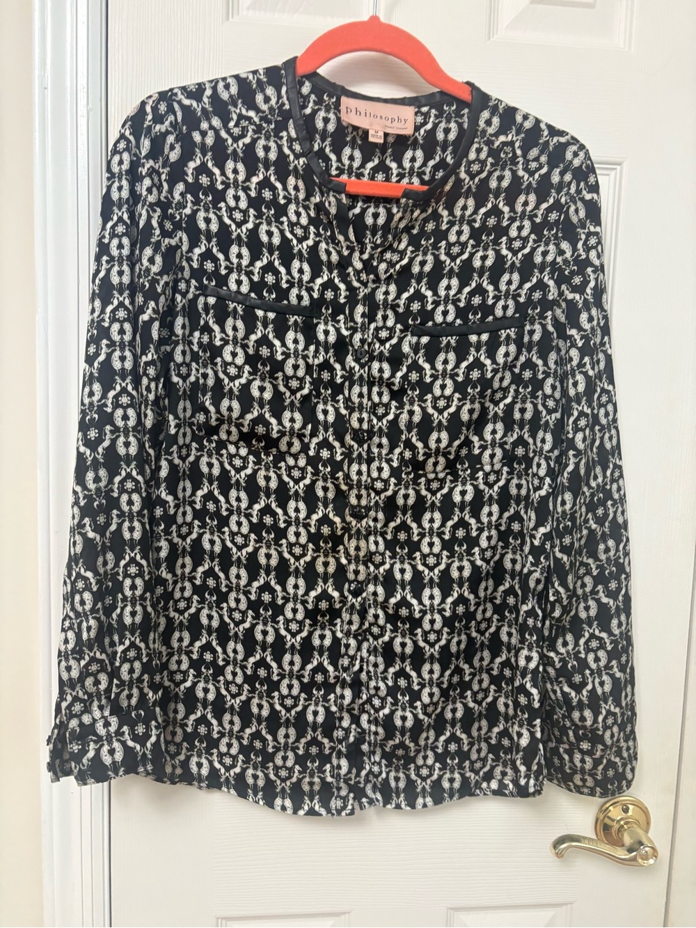 Philosophy Black and White Printed Button-Front Blouse Jacket